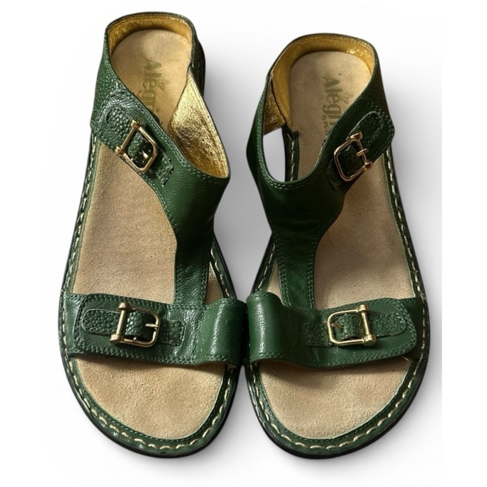 Alegria Lara Women's Size US 41 / 10.5 Wedge LAR-119 Sandals Leather Green Black
